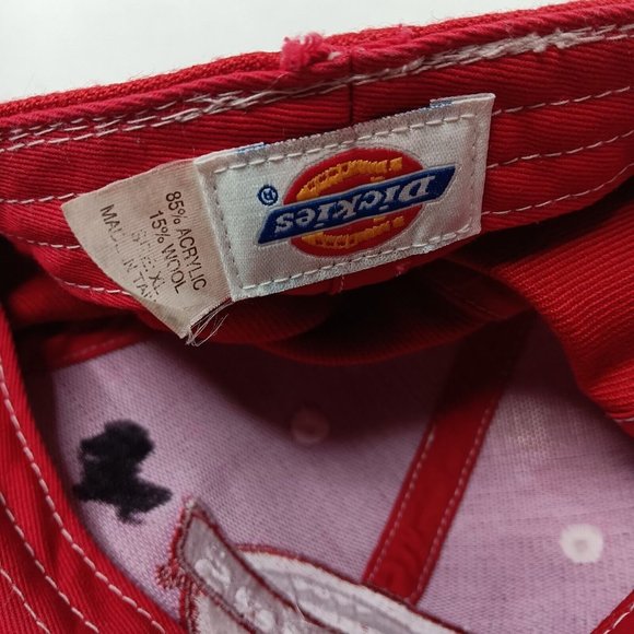 Dickies XL Fitted Cap Red Canvas Logo Acrylic Wool Blend Hat Workwear READ - Picture 8 of 10